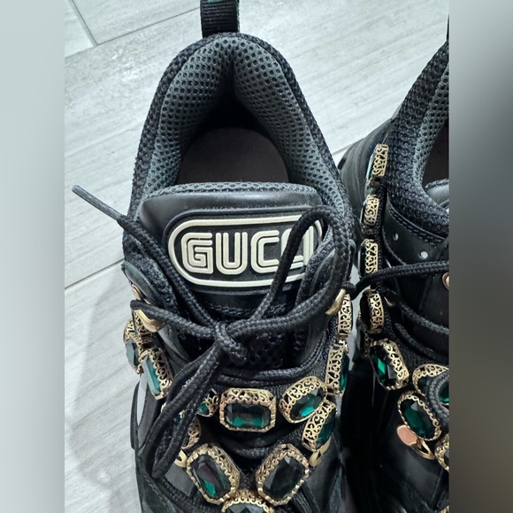 Gucci Black and Gold Sneakers with Green Accents - Picture 10 of 11